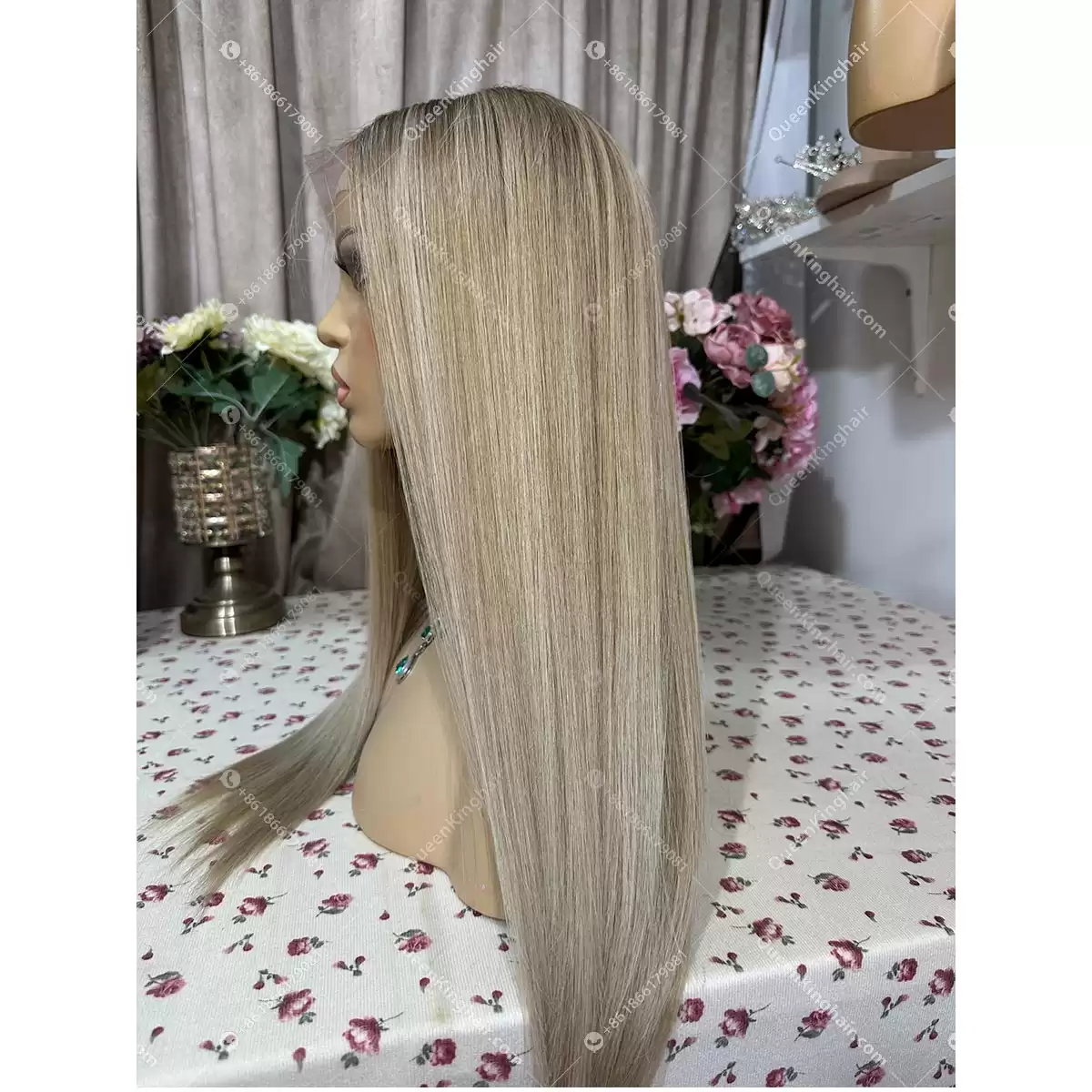 Double drawn virgin hair lace front wig 13x6 no short hair mixed ombré ashy brown roots with blonde and ashy brown balayage