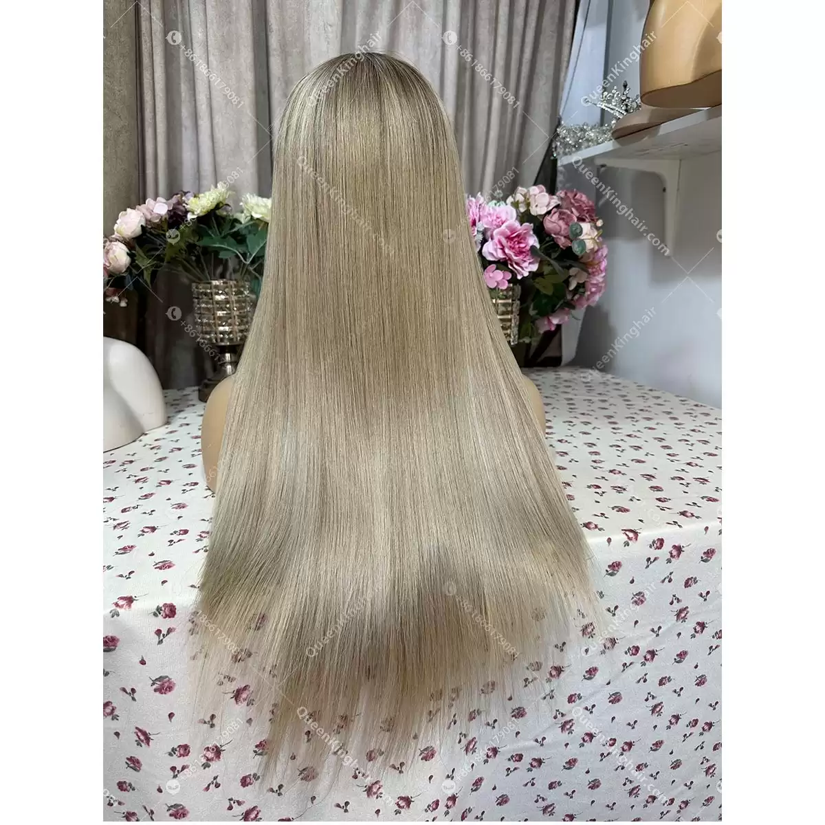Double drawn virgin hair lace front wig 13x6 no short hair mixed ombré ashy brown roots with blonde and ashy brown balayage