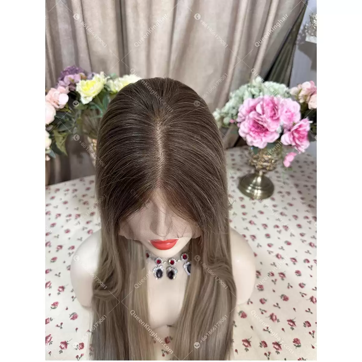 Double drawn virgin hair lace front wig 13x6 no short hair mixed ombré ashy brown roots with blonde and ashy brown balayage