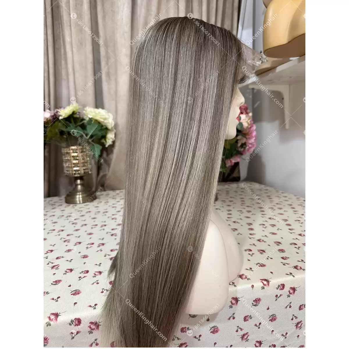 Double drawn virgin hair lace front wig 13x6 no short hair mixed ombré ashy brown roots with blonde and ashy brown balayage