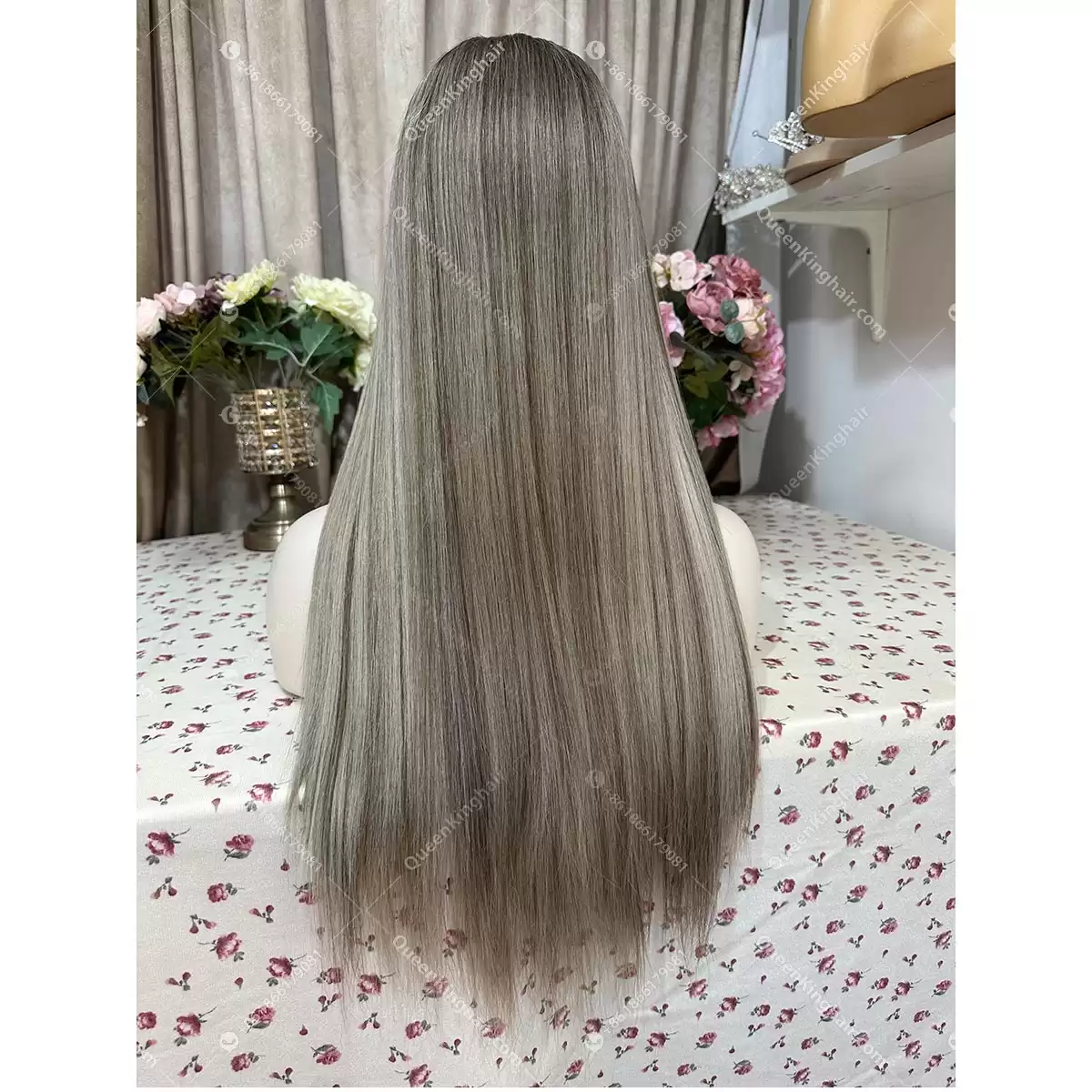 Double drawn virgin hair lace front wig 13x6 no short hair mixed ombré ashy brown roots with blonde and ashy brown balayage