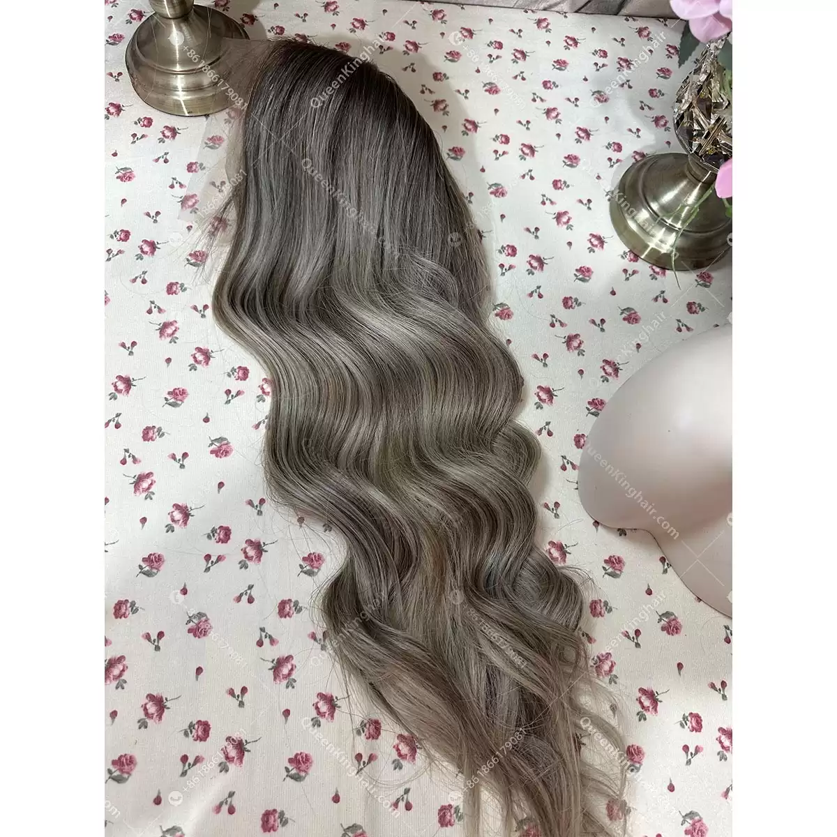 Double drawn virgin hair lace front wig 13x6 no short hair mixed ombré ashy brown roots with blonde and ashy brown balayage