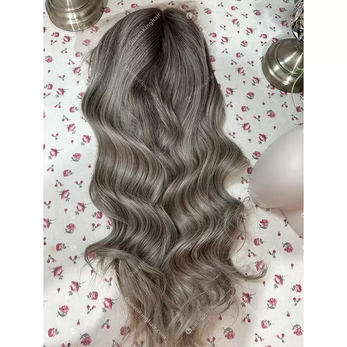 Double drawn virgin hair lace front wig 13x6 no short hair mixed ombré ashy brown roots with blonde and ashy brown balayage
