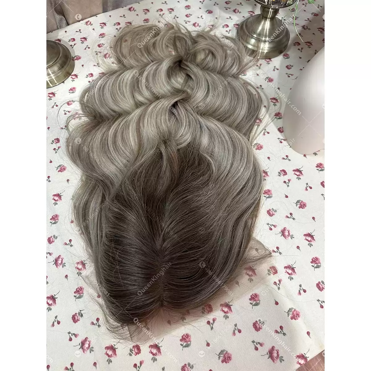 Double drawn virgin hair lace front wig 13x6 no short hair mixed ombré ashy brown roots with blonde and ashy brown balayage