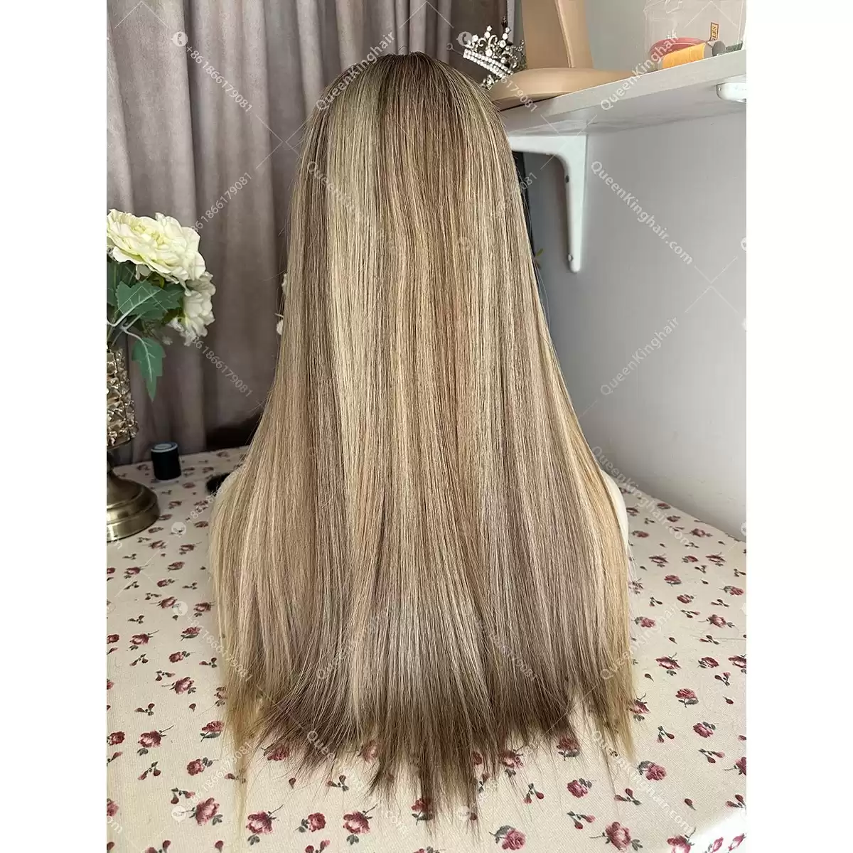 Double drawn virgin hair lace front wig 13x6 no short hair mixed ombré ashy brown roots with blonde and ashy brown balayage