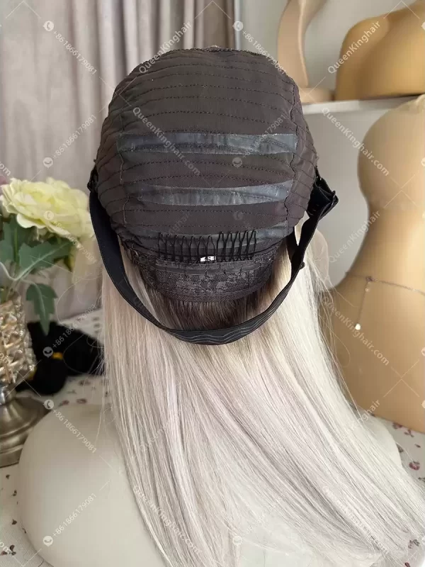 Pu medical wig cap 13x6 Hd lace ombré ash blonde remy hair
