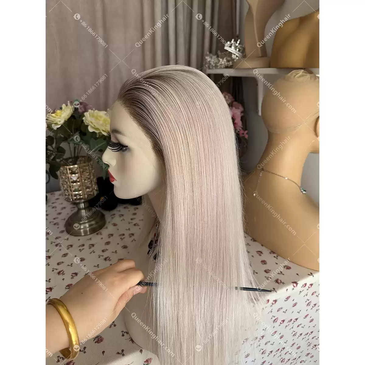 Pu medical wig cap 13x6 Hd lace ombré ash blonde remy hair