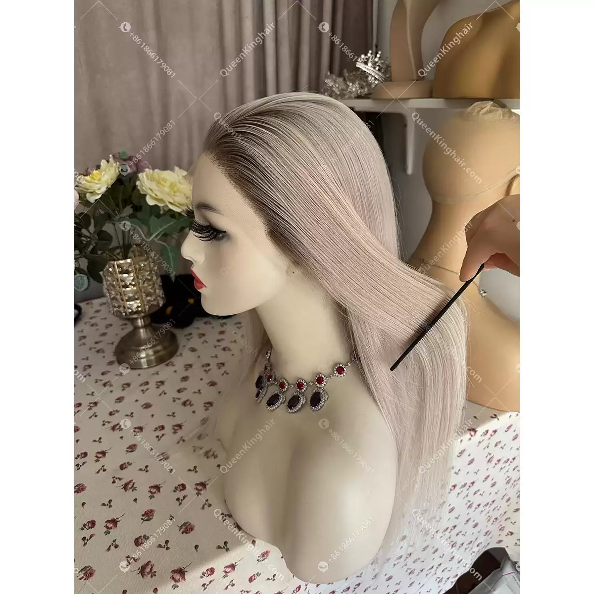 Pu medical wig cap 13x6 Hd lace ombré ash blonde remy hair