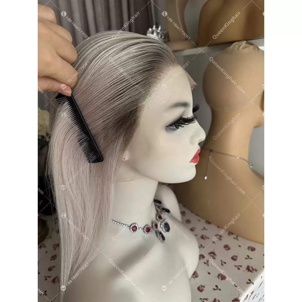 Pu medical wig cap 13x6 Hd lace ombré ash blonde remy hair