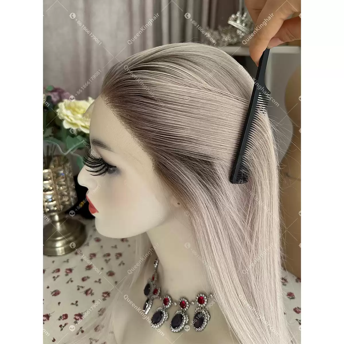 Pu medical wig cap 13x6 Hd lace ombré ash blonde remy hair