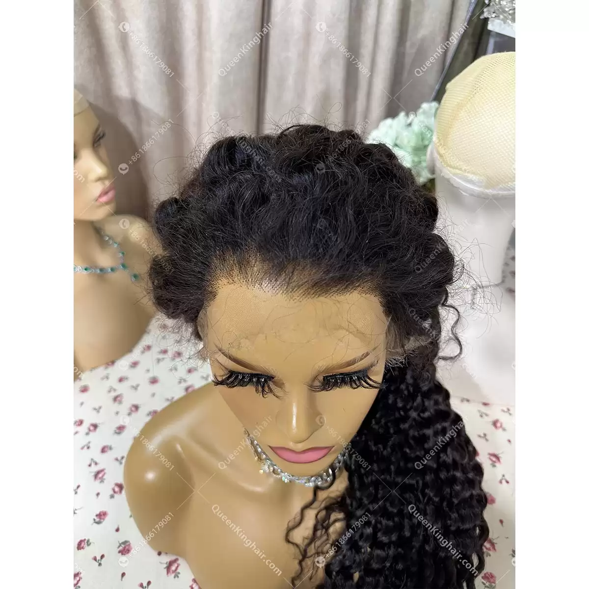 30 inches 13x6 full Hd lace formal 250% density natural color deep curly wig