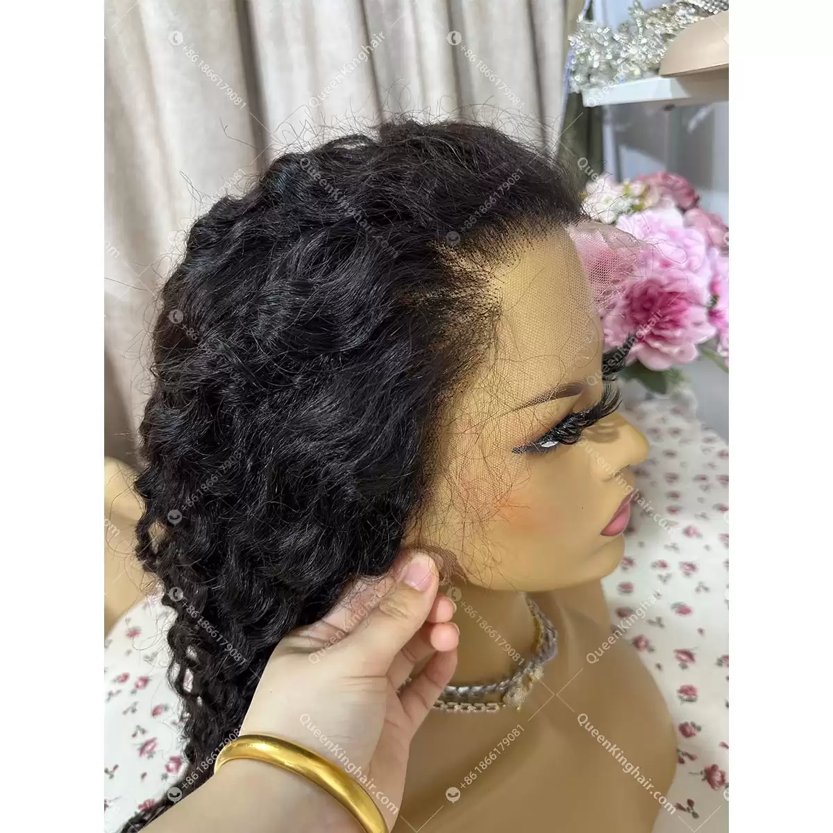 30 inches 13x6 full Hd lace formal 250% density natural color deep curly wig