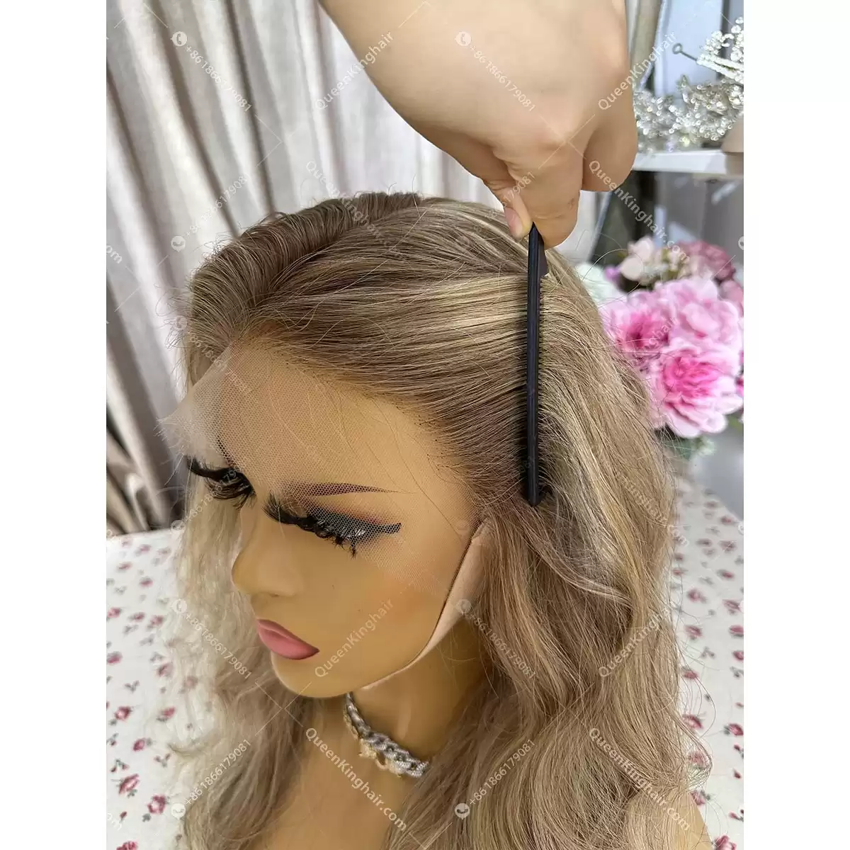 18 inches 13x6 Hd lace 150% density medium size brown and blonde balayage warm blonde hair