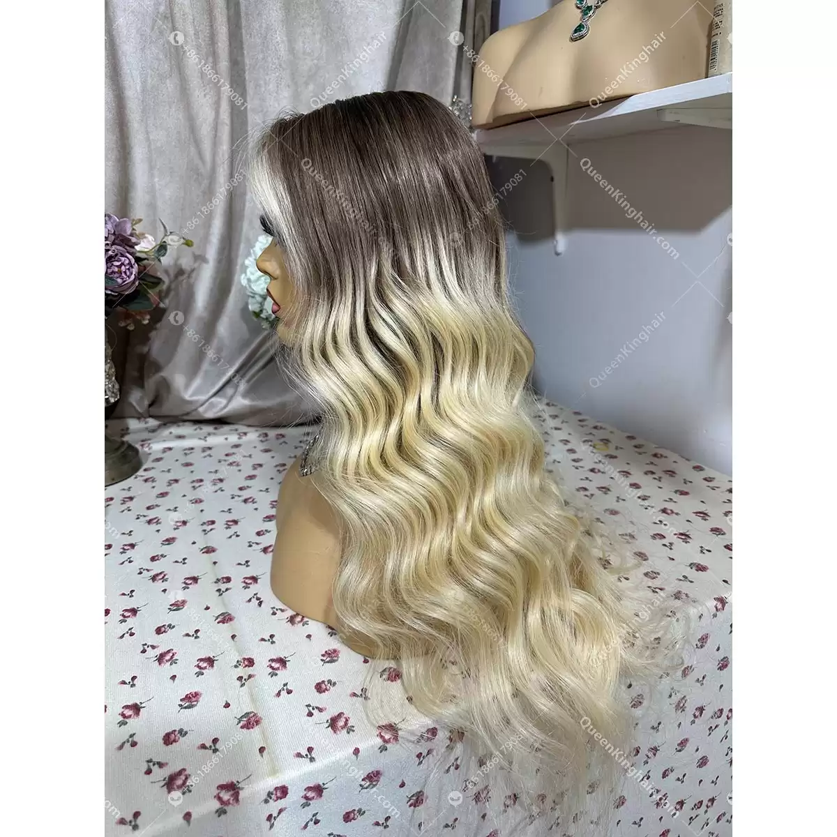 26 inches 13x6 transparent lace 150% density ombré blonde with face framing color