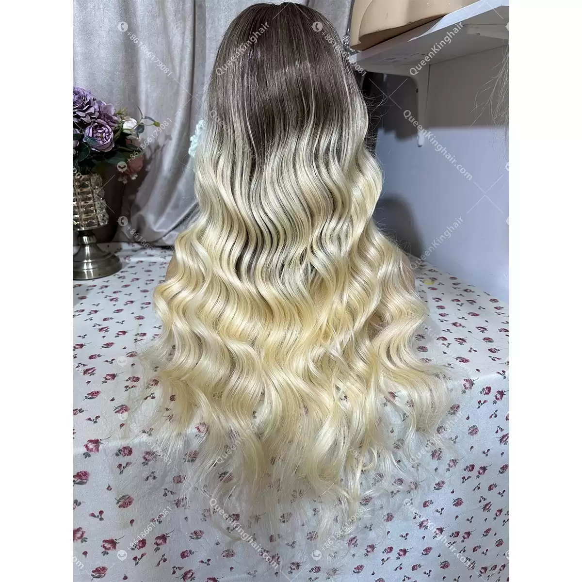 26 inches 13x6 transparent lace 150% density ombré blonde with face framing color