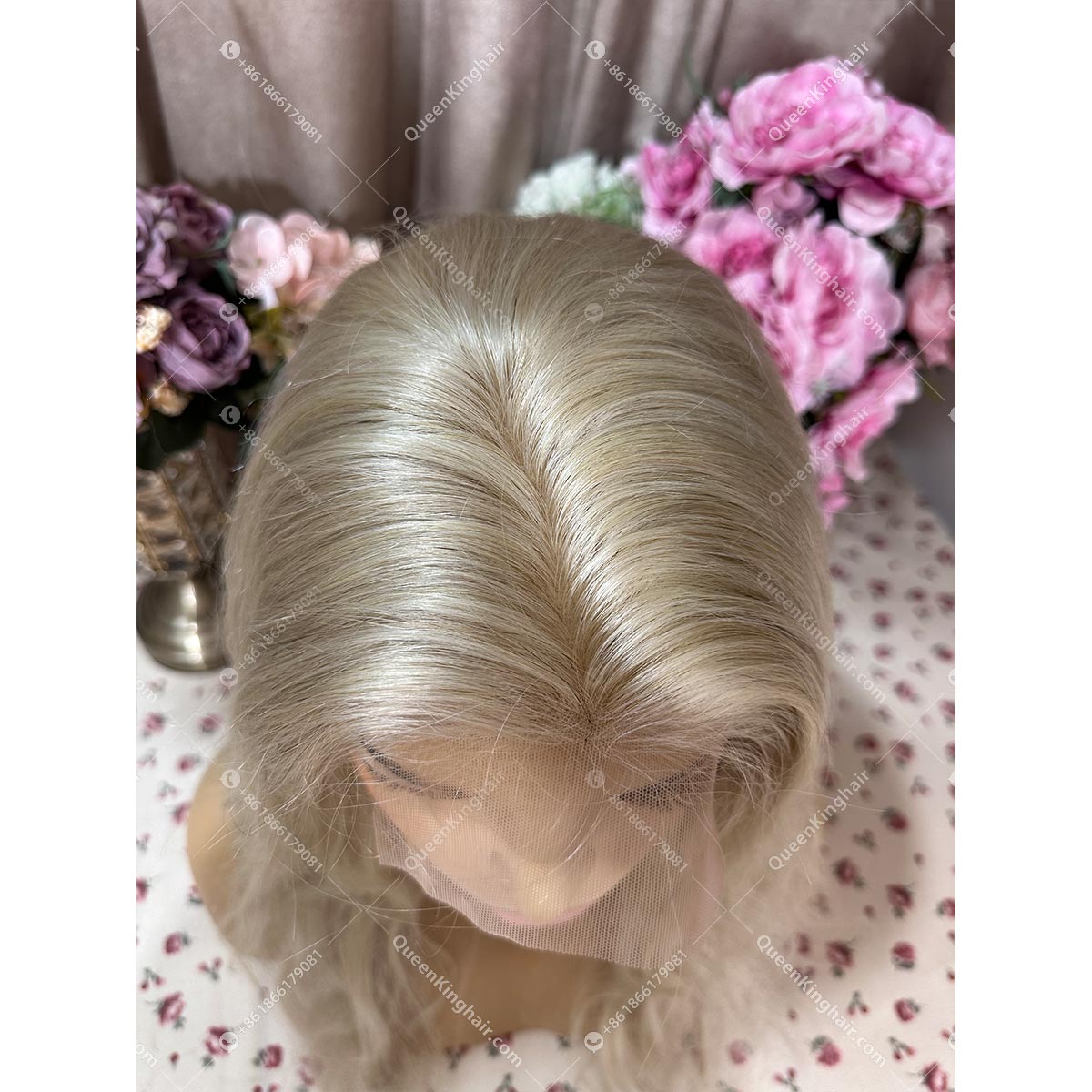 Ash Blonde All Hand Made with 4x4 Silk base and ear tab remy hair body wave 20‘’ 180% Density