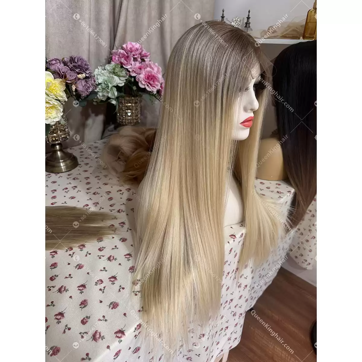 Ombré blonde 13x6 transparent lace double drawn virgin hair wig