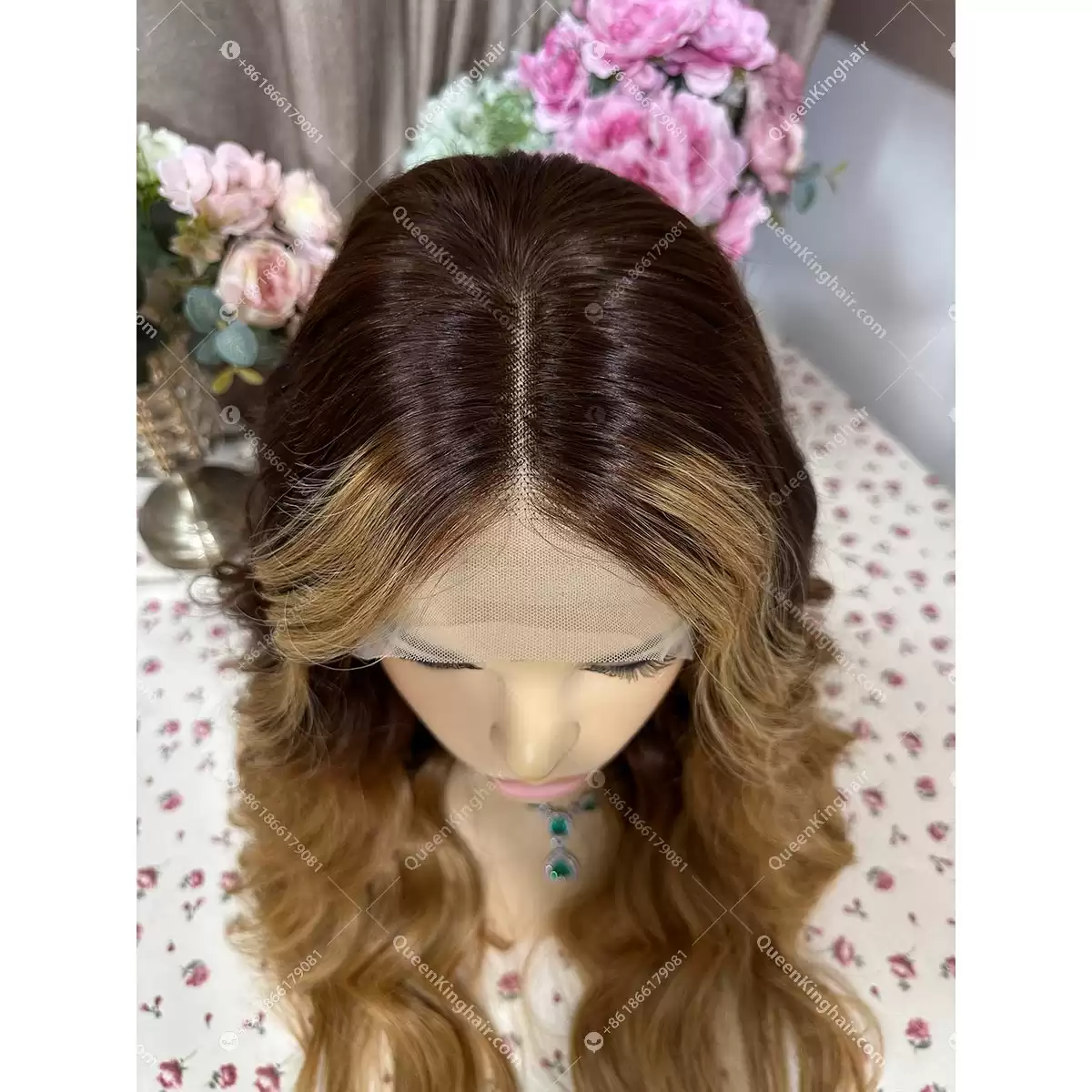 28 inches 13x6 transparent lace 200% density Beyoncé ombré camel color wig