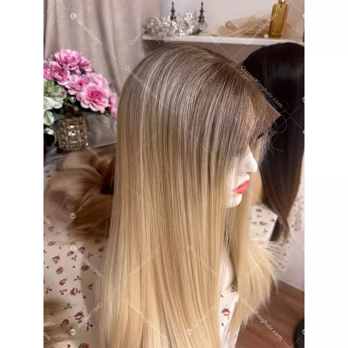 Ombré blonde 13x6 transparent lace double drawn virgin hair wig