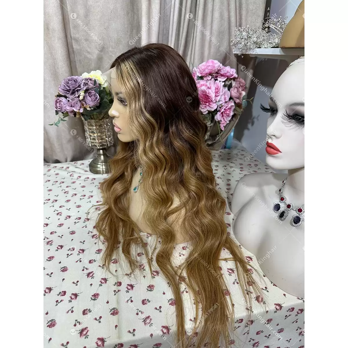 28 inches 13x6 transparent lace 200% density Beyoncé ombré camel color wig