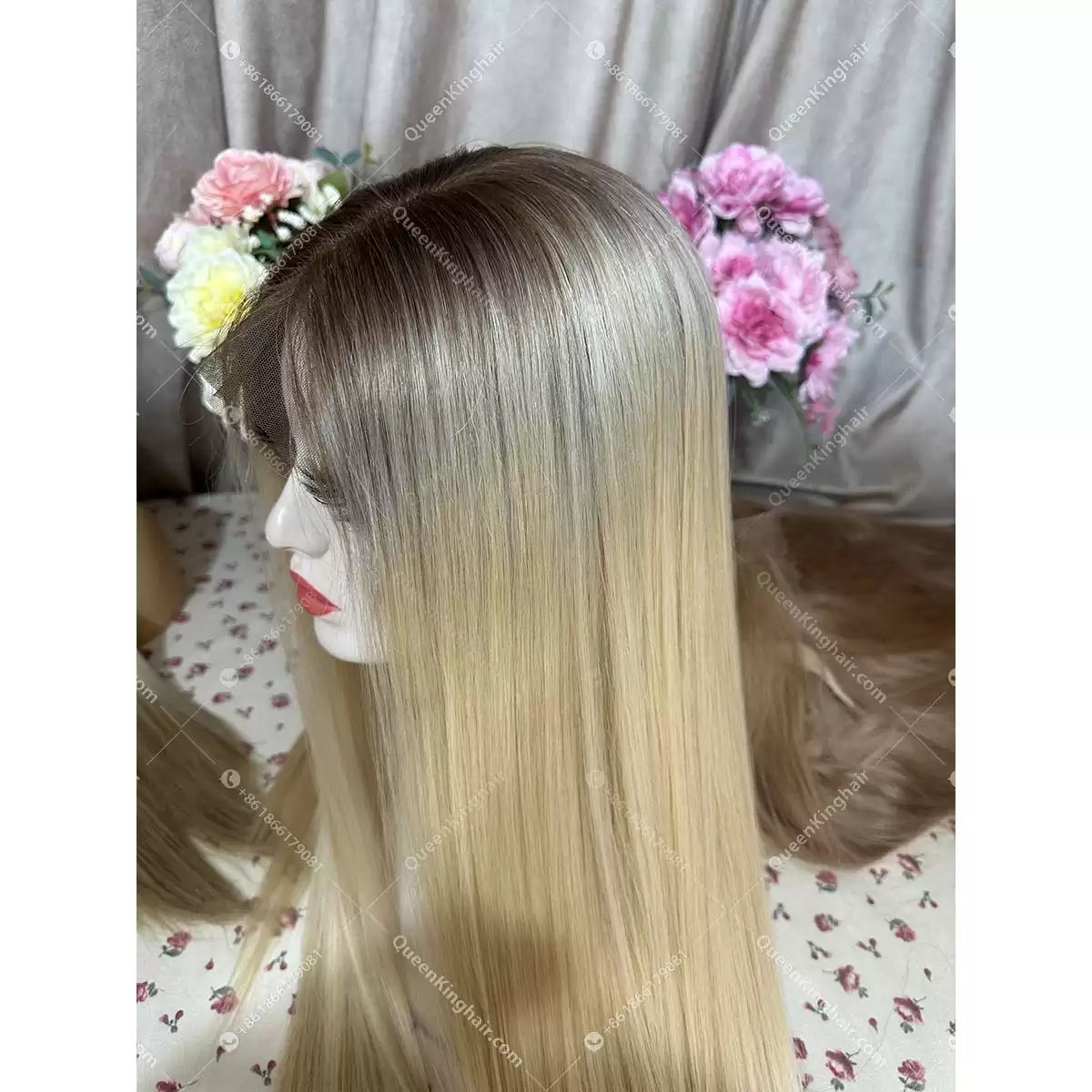 Ombré blonde 13x6 transparent lace double drawn virgin hair wig