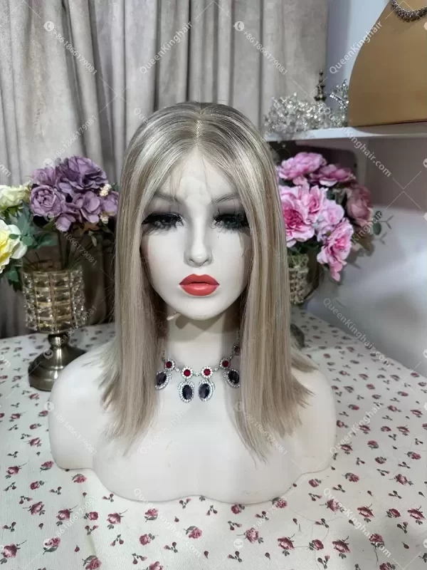 04 Bella ombré ashy brown roots and light blonde highlights 13x6 150% density transparent lace bob