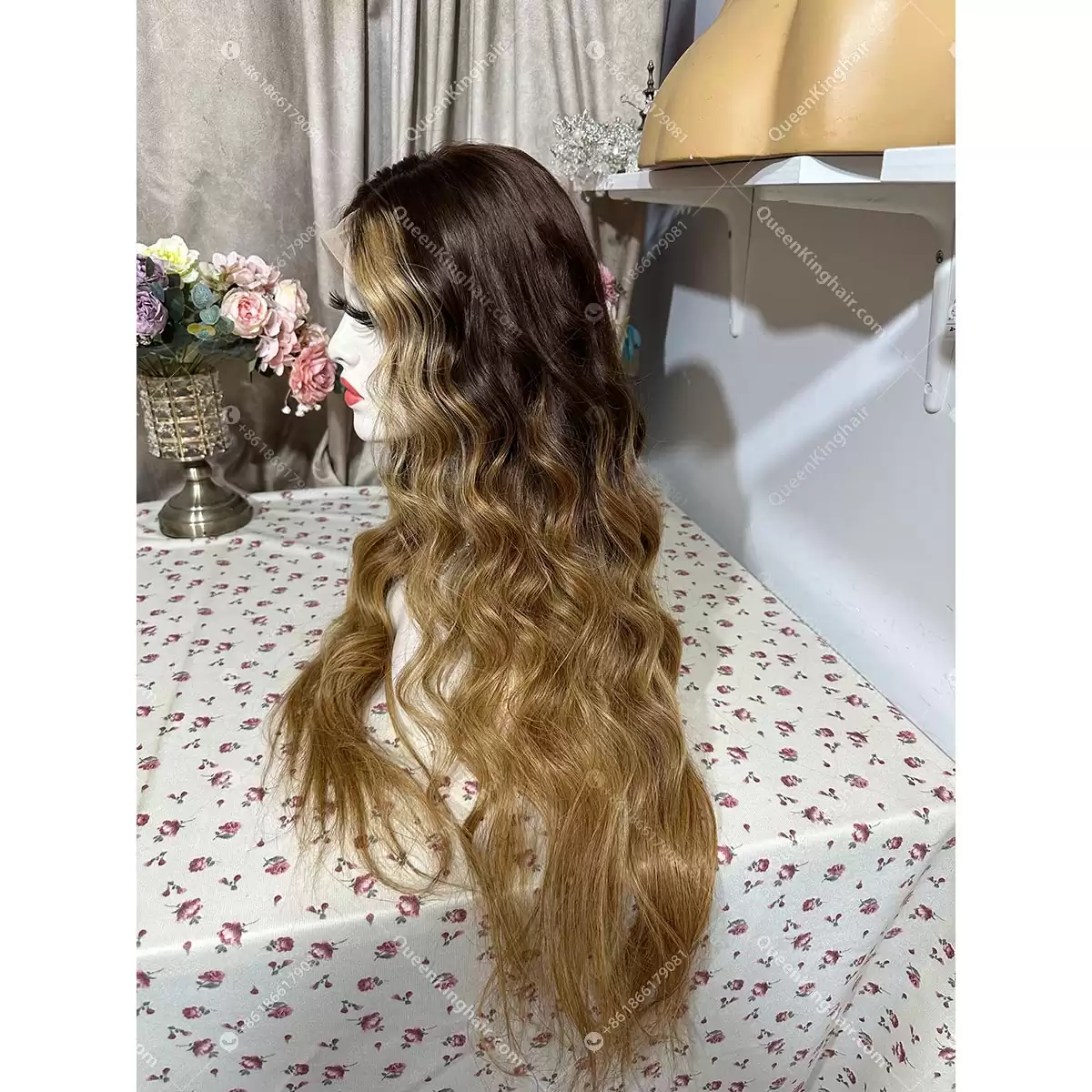 28 inches 13x6 transparent lace 200% density Beyoncé ombré camel color wig