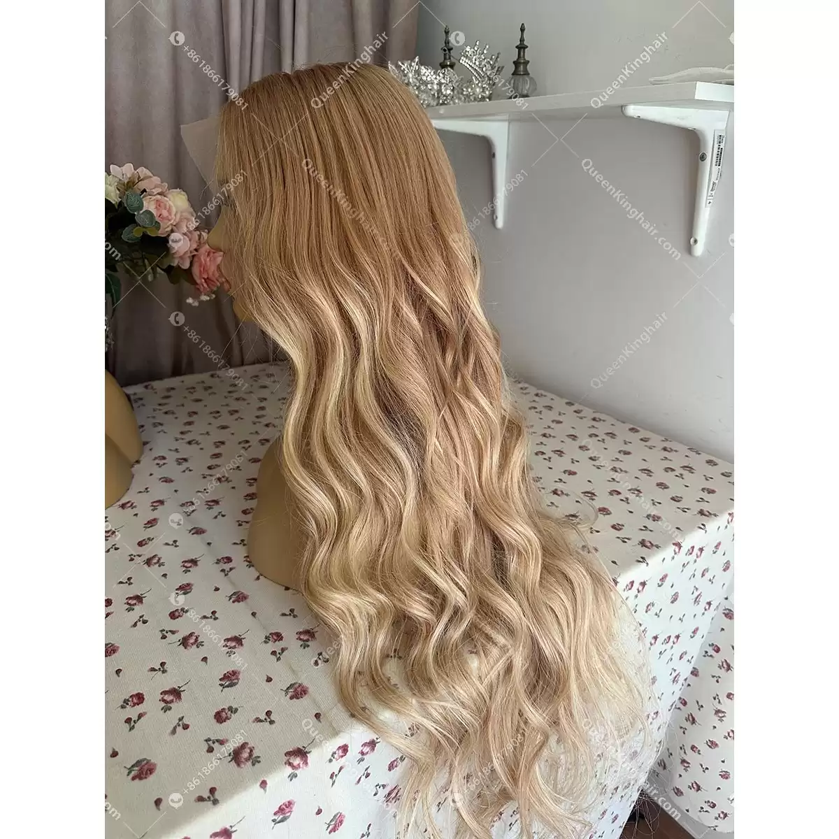 Jessi 28" 30" Long Wig 13x6 Transparent Lace Front Wig 200% Density Wavy Ombre Warm Blonde Balayage