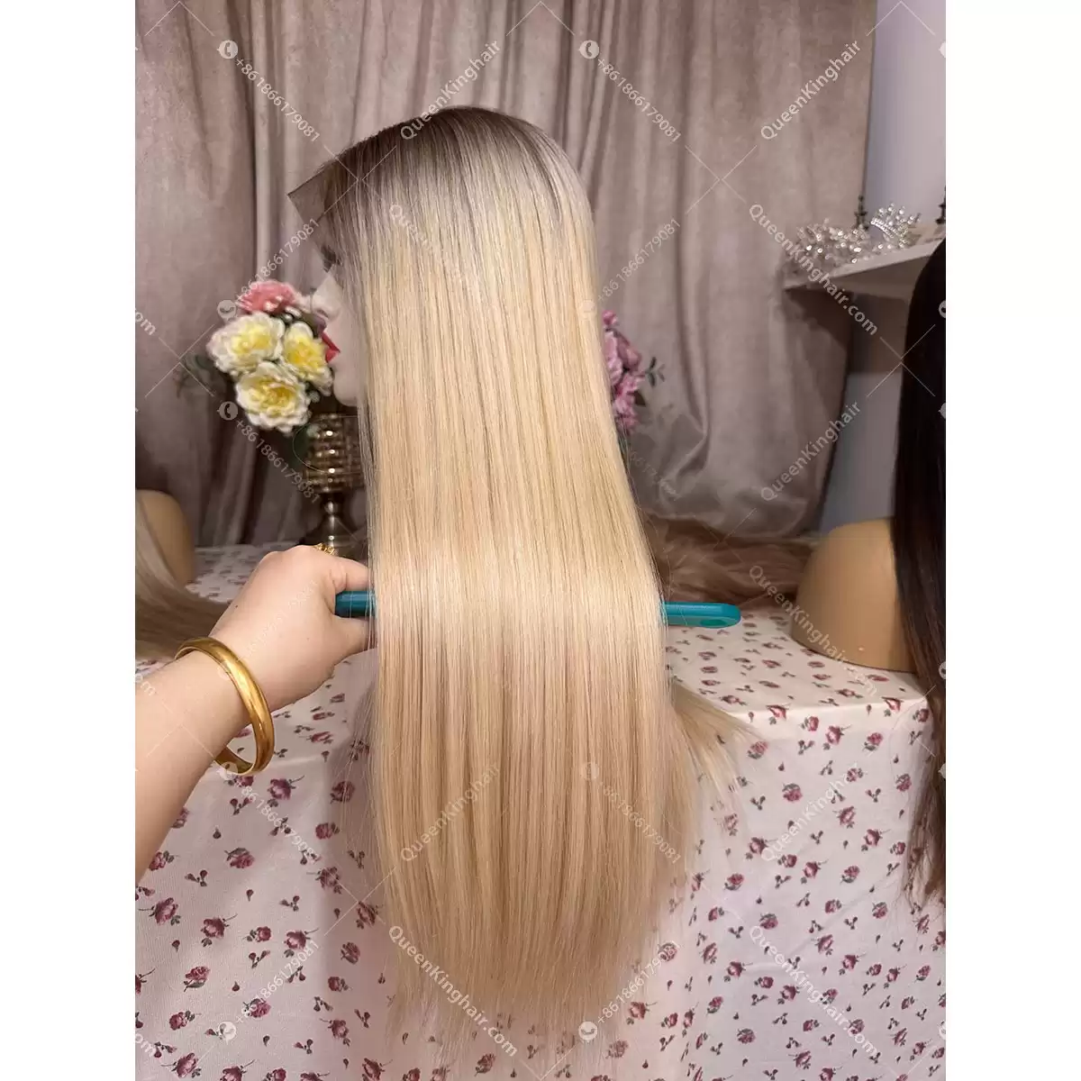 Ombré blonde 13x6 transparent lace double drawn virgin hair wig