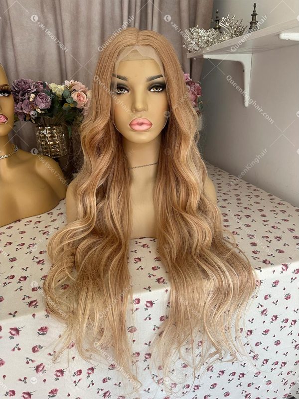 Jessi 28" 30" Long Wig 13x6 Transparent Lace Front Wig 200% Density Wavy Ombre Warm Blonde Balayage