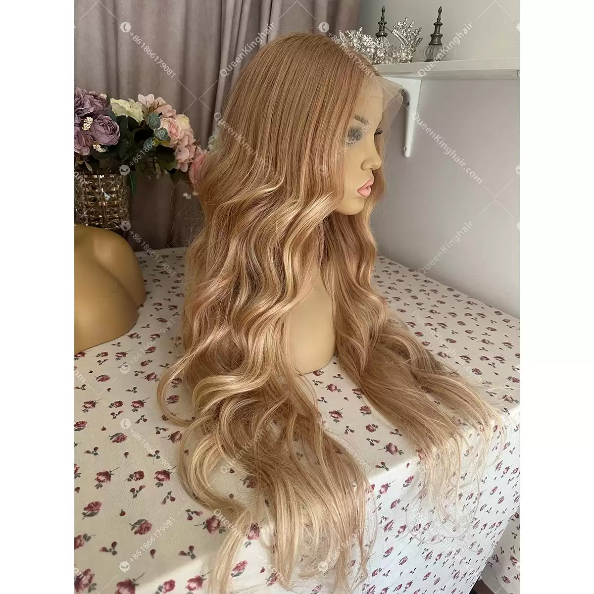 Jessi 28" 30" Long Wig 13x6 Transparent Lace Front Wig 200% Density Wavy Ombre Warm Blonde Balayage