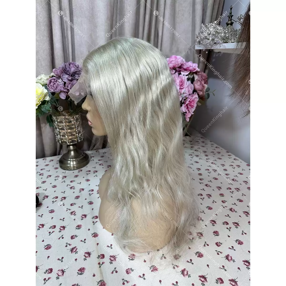 Ash Blonde All Hand Made with 4x4 Silk base and ear tab remy hair body wave 20‘’ 180% Density