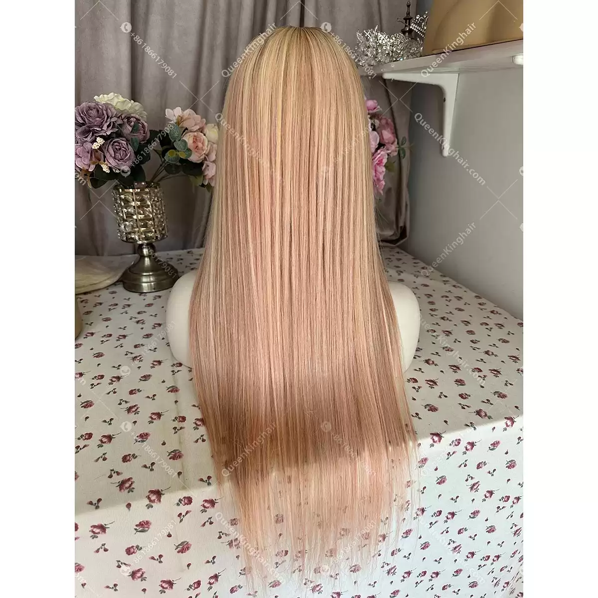 Baby pink blonde and brown balayage wig transparent lace 13x6 150% density