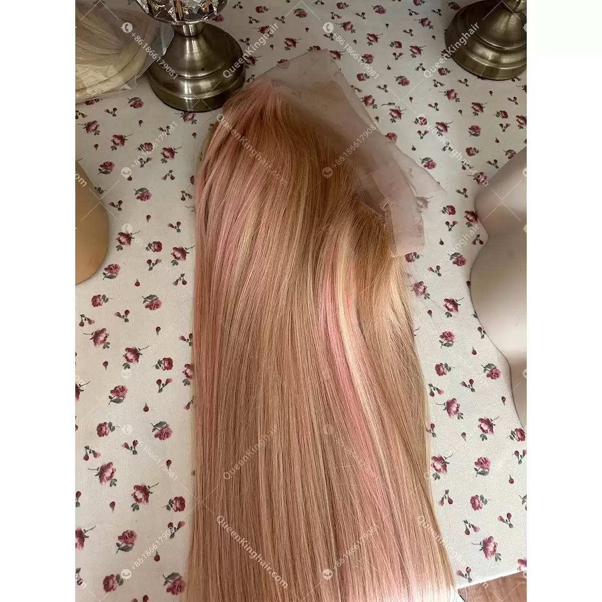 Baby pink blonde and brown balayage wig transparent lace 13x6 150% density
