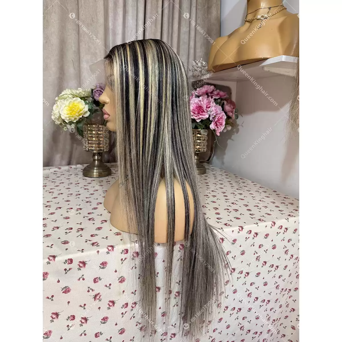 Ombré 613 blonde and natural black balayage 13x6 150% density transparent lace