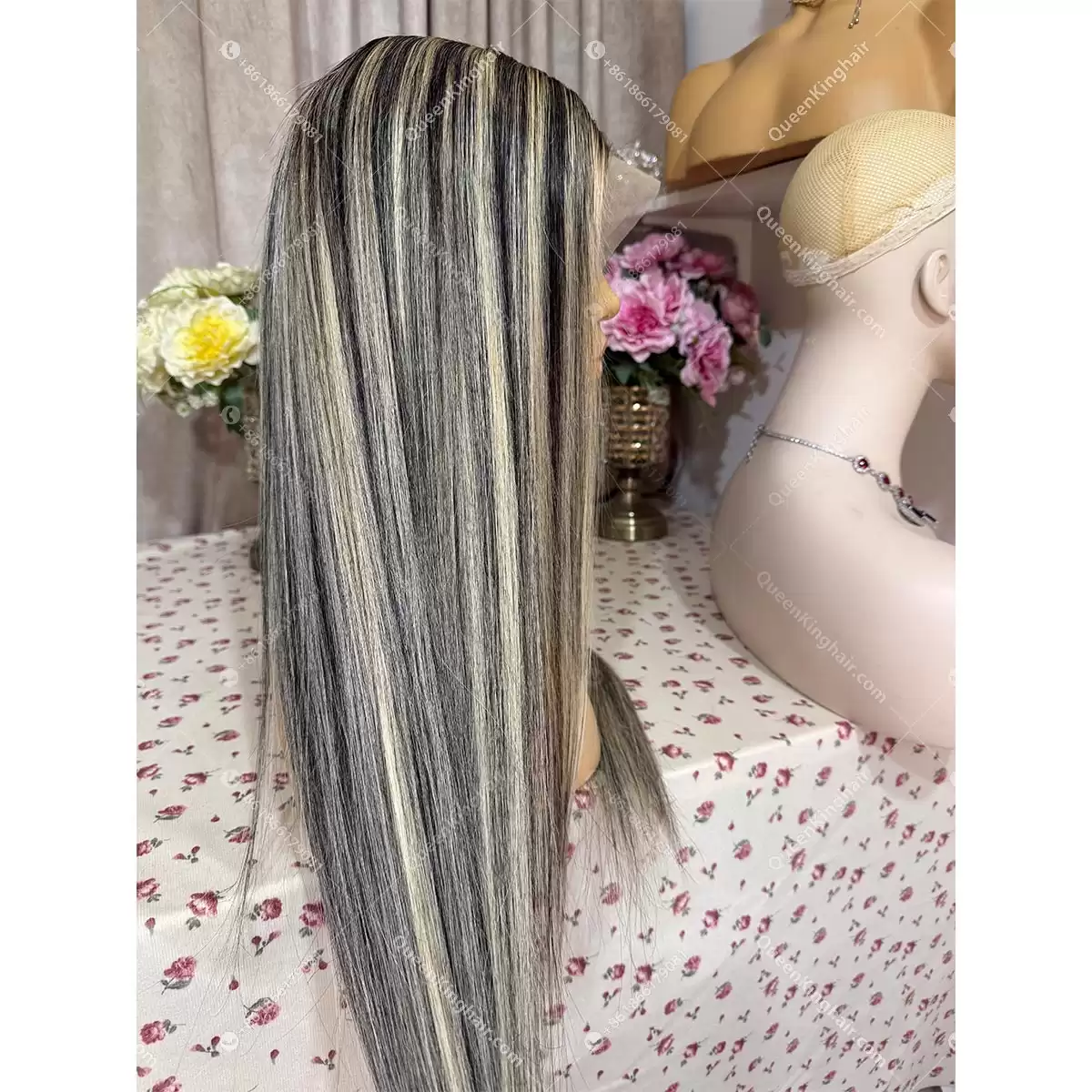 Ombré 613 blonde and natural black balayage 13x6 150% density transparent lace