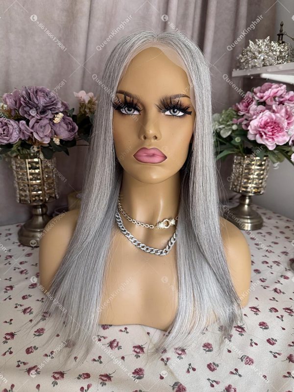Natural grey hair wig double drawn virgin hair 13x6 Hd lace unprocessed raw hair