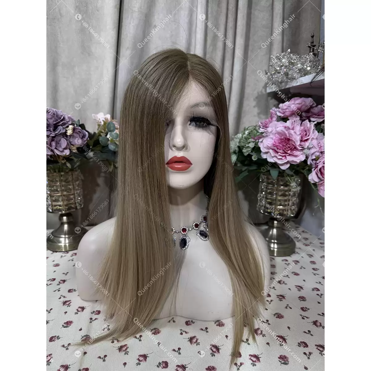 Ombré balayage brown roots with blonde and ashy brown balayage 13x5 Hd lace double drawn European virgin hair