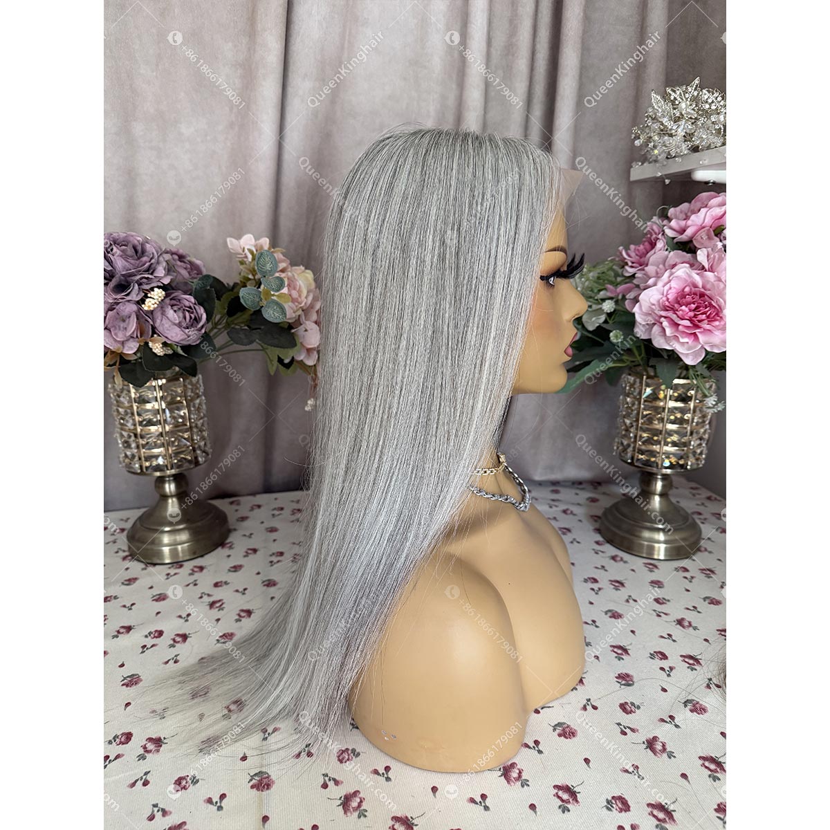 Natural grey hair wig double drawn virgin hair 13x6 Hd lace unprocessed raw hair