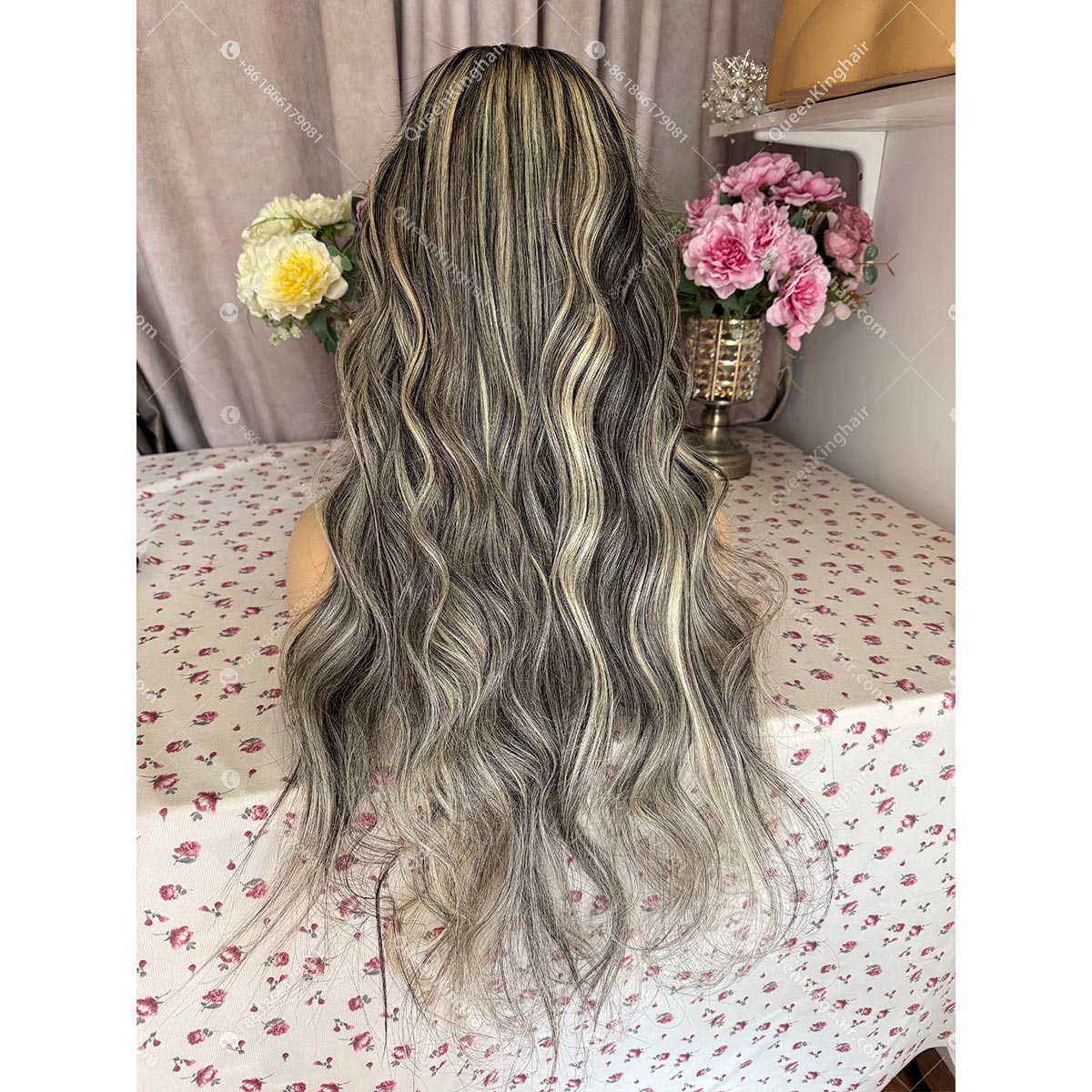 Ombré 613 blonde and natural black balayage 13x6 150% density transparent lace wavy