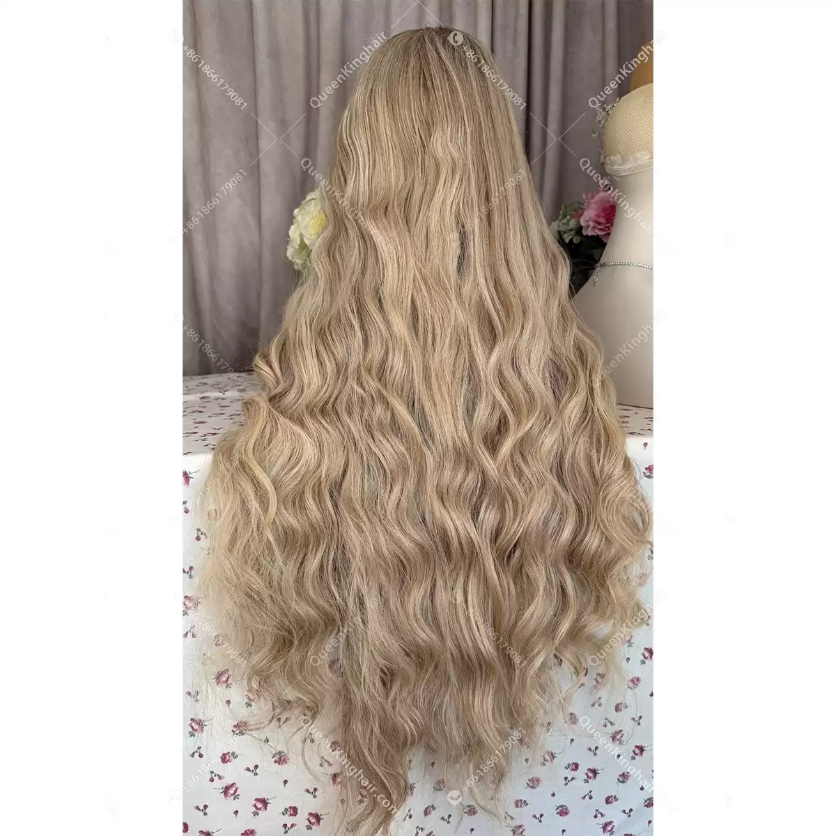 30 inches 13x6 transparent lace 500 grams double drawn virgin hair ashy blonde balayage color wig