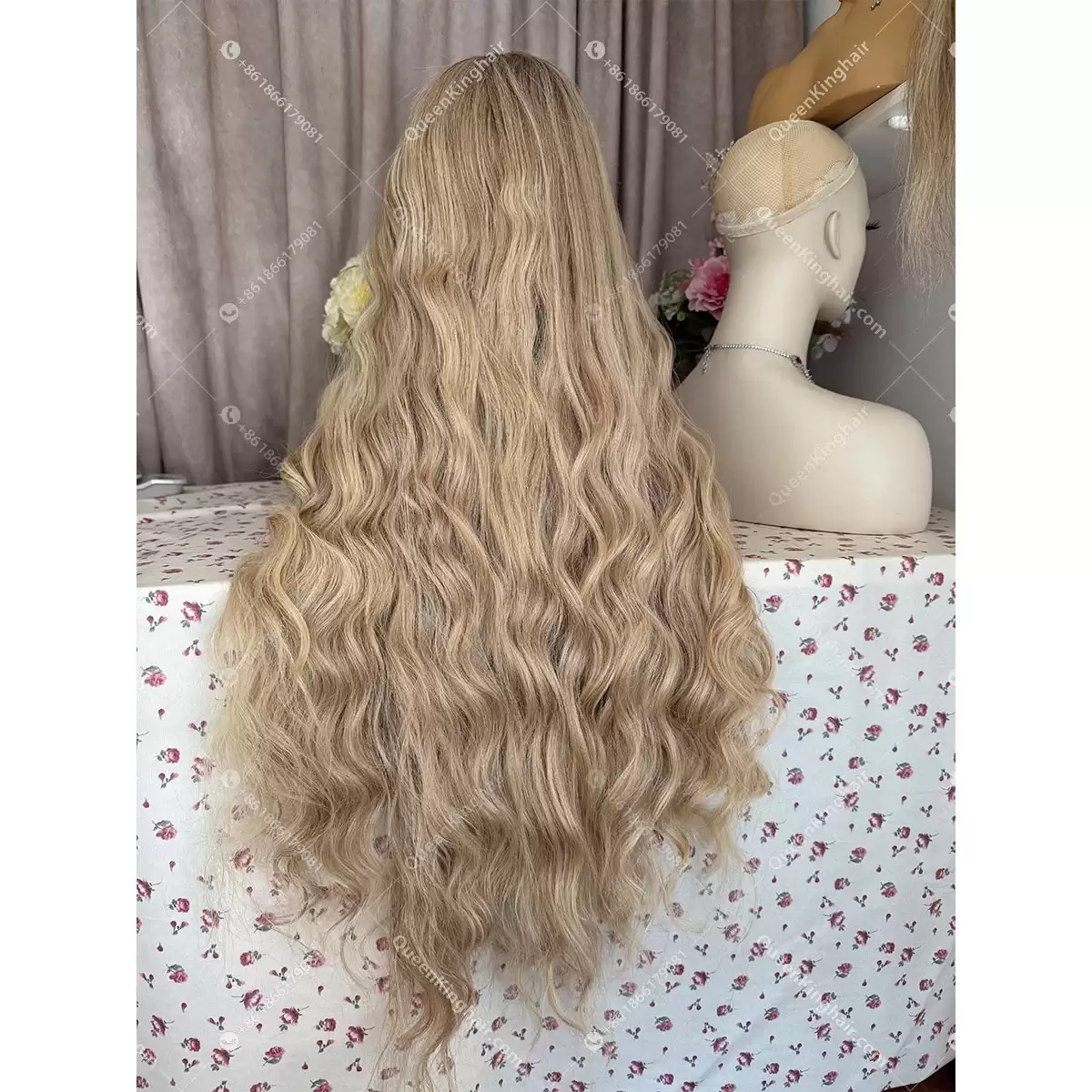 30 inches 13x6 transparent lace 500 grams double drawn virgin hair ashy blonde balayage color wig