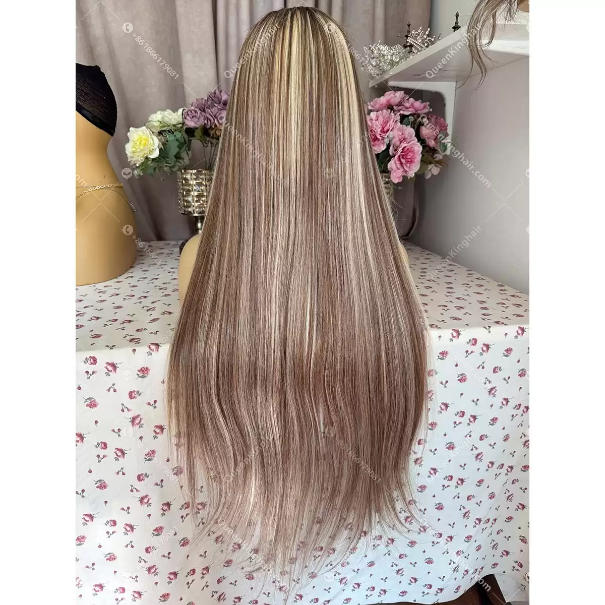 30 inches 13x6 transparent lace large cap 250% density brown and blonde balayage with blonde face framing color