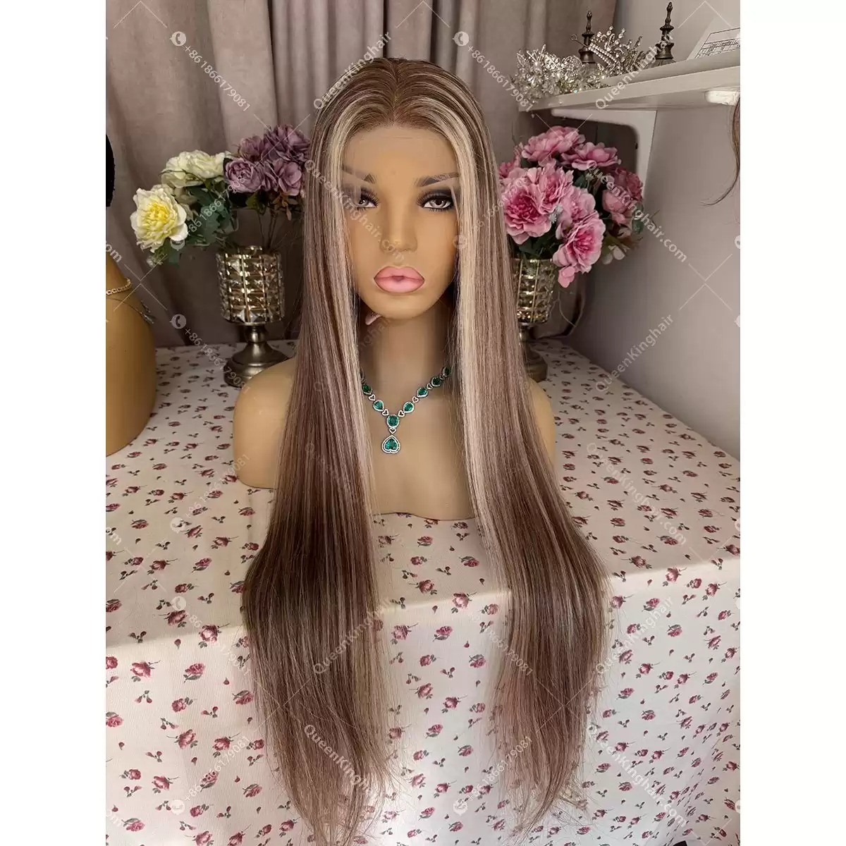 30 inches 13x6 transparent lace large cap 250% density brown and blonde balayage with blonde face framing color