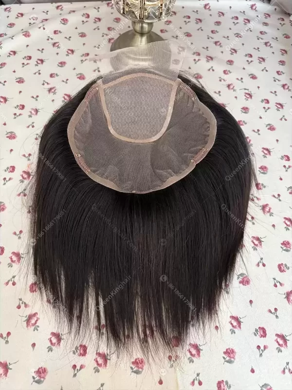 10 inches 10x11.5 mono base topper with silk base double drawn virgin hair natural color