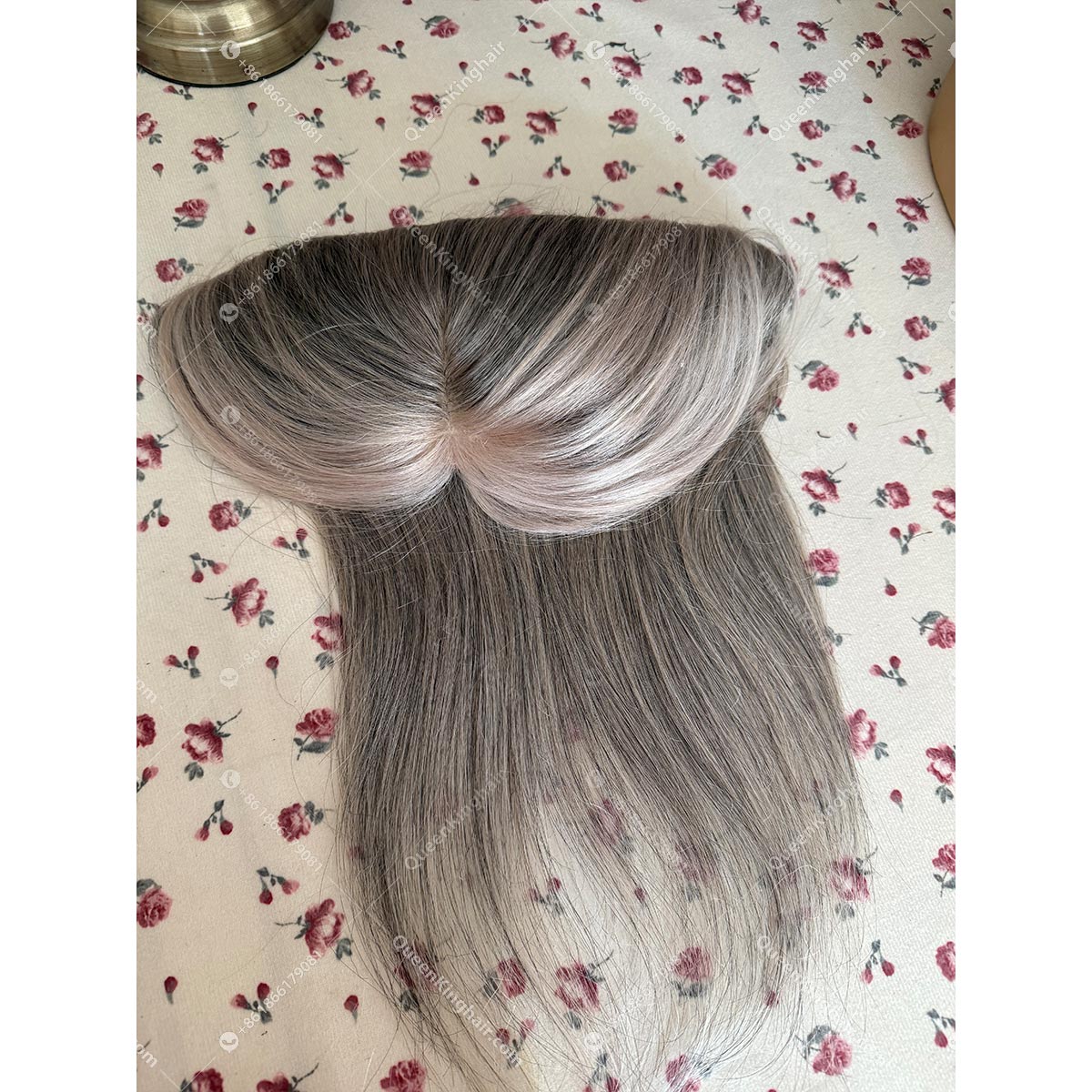 Grey hair topper 8x8 with 4x4 silk base remy hair