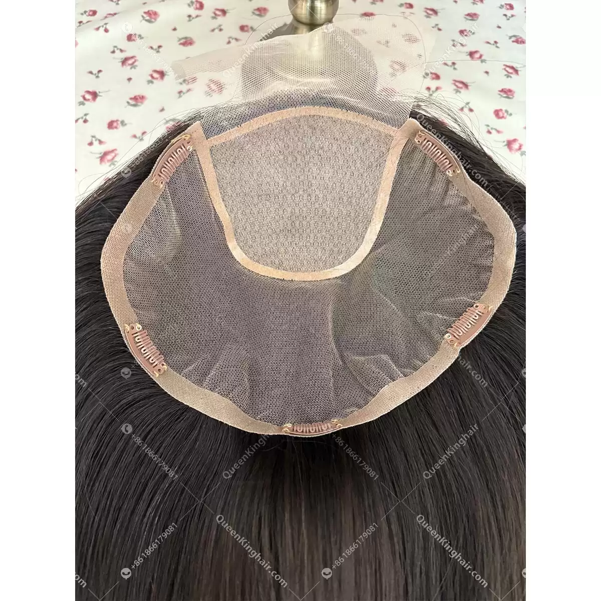 10 inches 10x11.5 mono base topper with silk base double drawn virgin hair natural color
