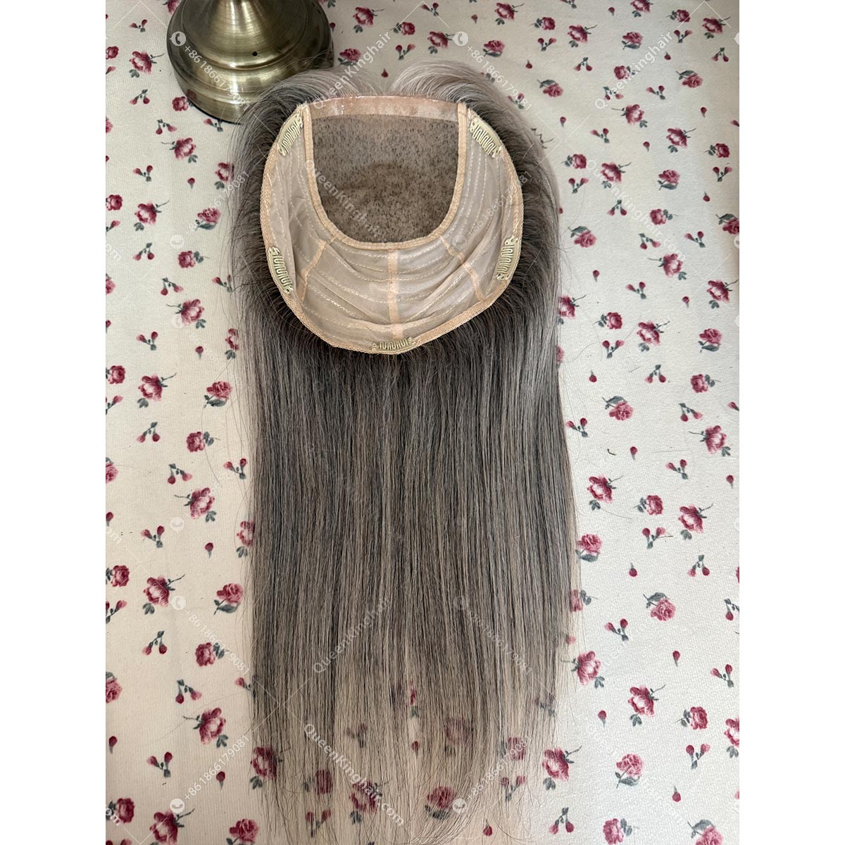 Grey hair topper 8x8 with 4x4 silk base remy hair