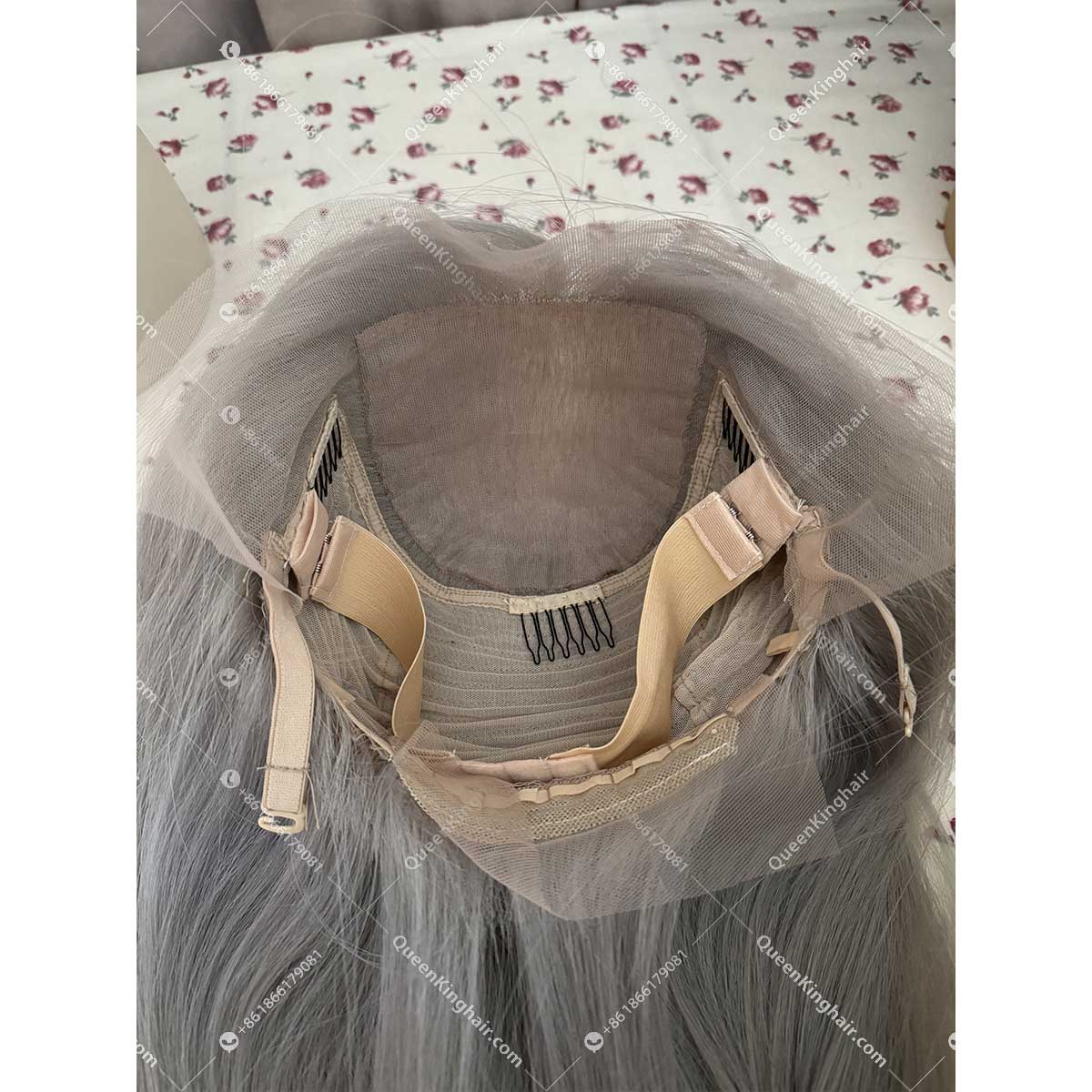 26 inches 13x6 transparent lace with 5x5 silk base double drawn virgin hair blonde grey color