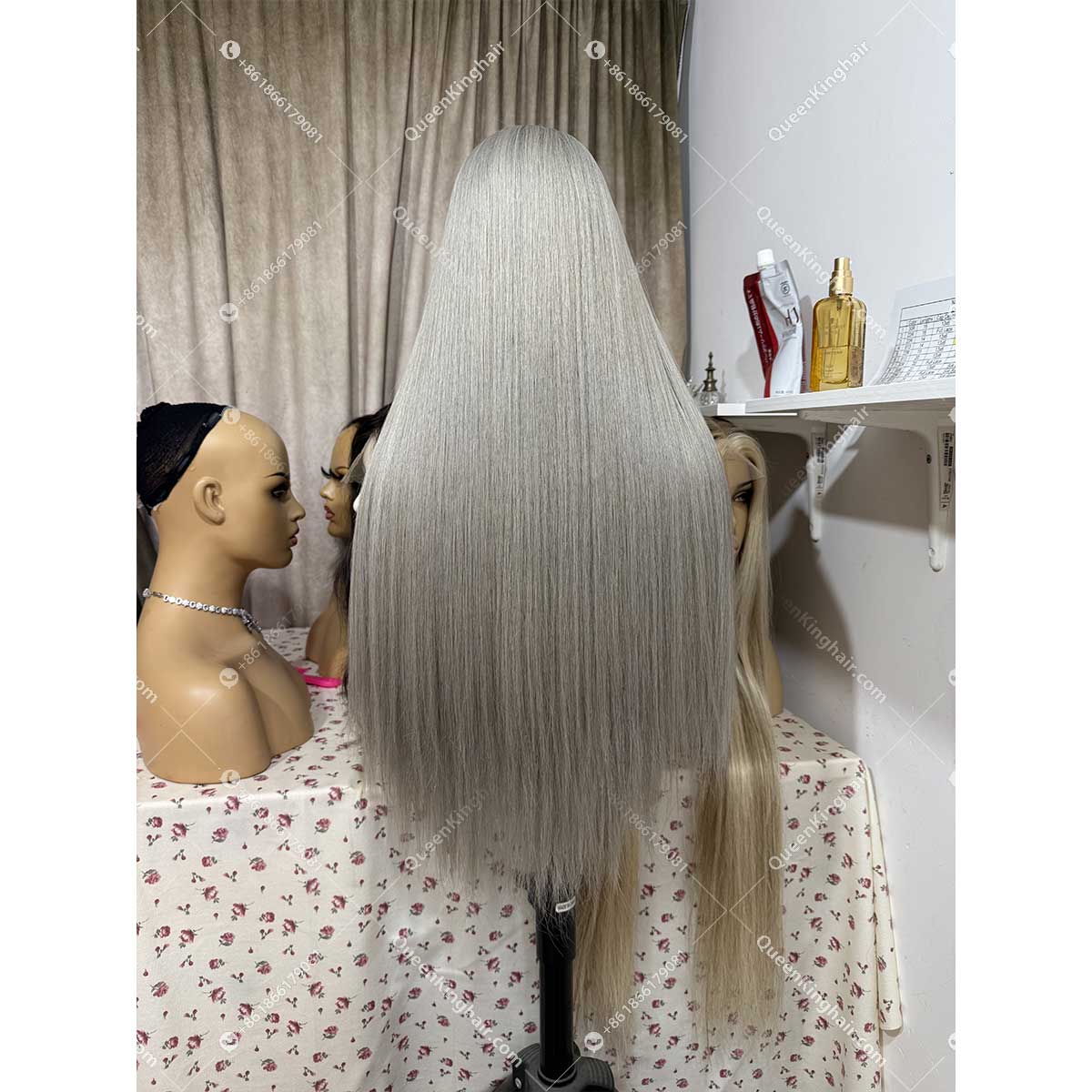 26 inches 13x6 transparent lace with 5x5 silk base double drawn virgin hair blonde grey color